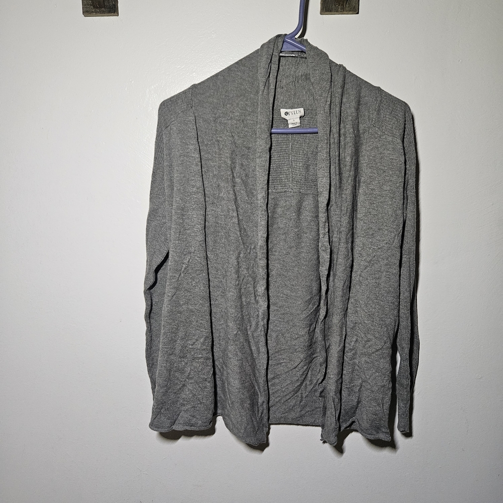 Gray Open Front Cardigan